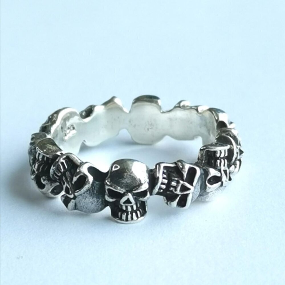 Multi Skull Band Ring in Sterling Silver size 8.5 🆕 unisex